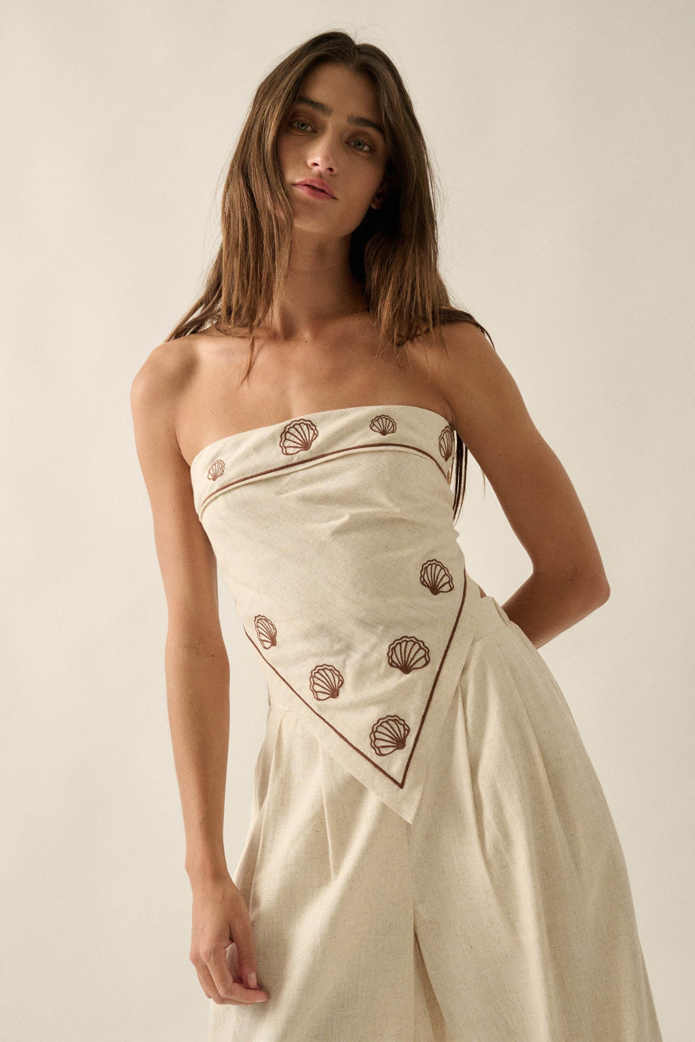 Shore Thing Sell-Embroidered Strapless Bandana Top