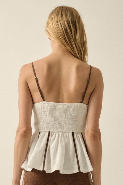 Breathe Easy Cotton Piping-Trim Peplum Cami Top