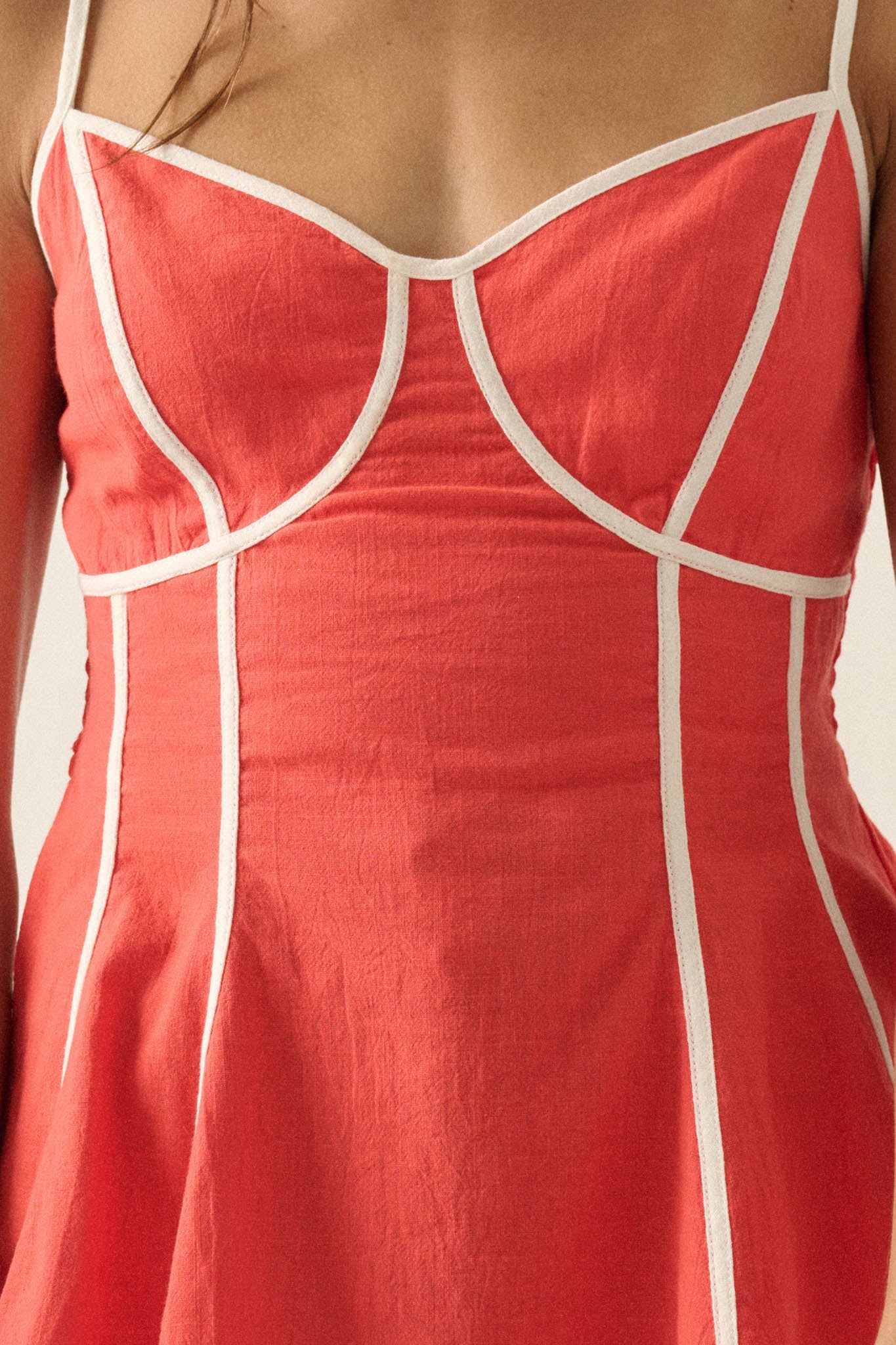 Breathe Easy Cotton Piping-Trim Peplum Cami Top