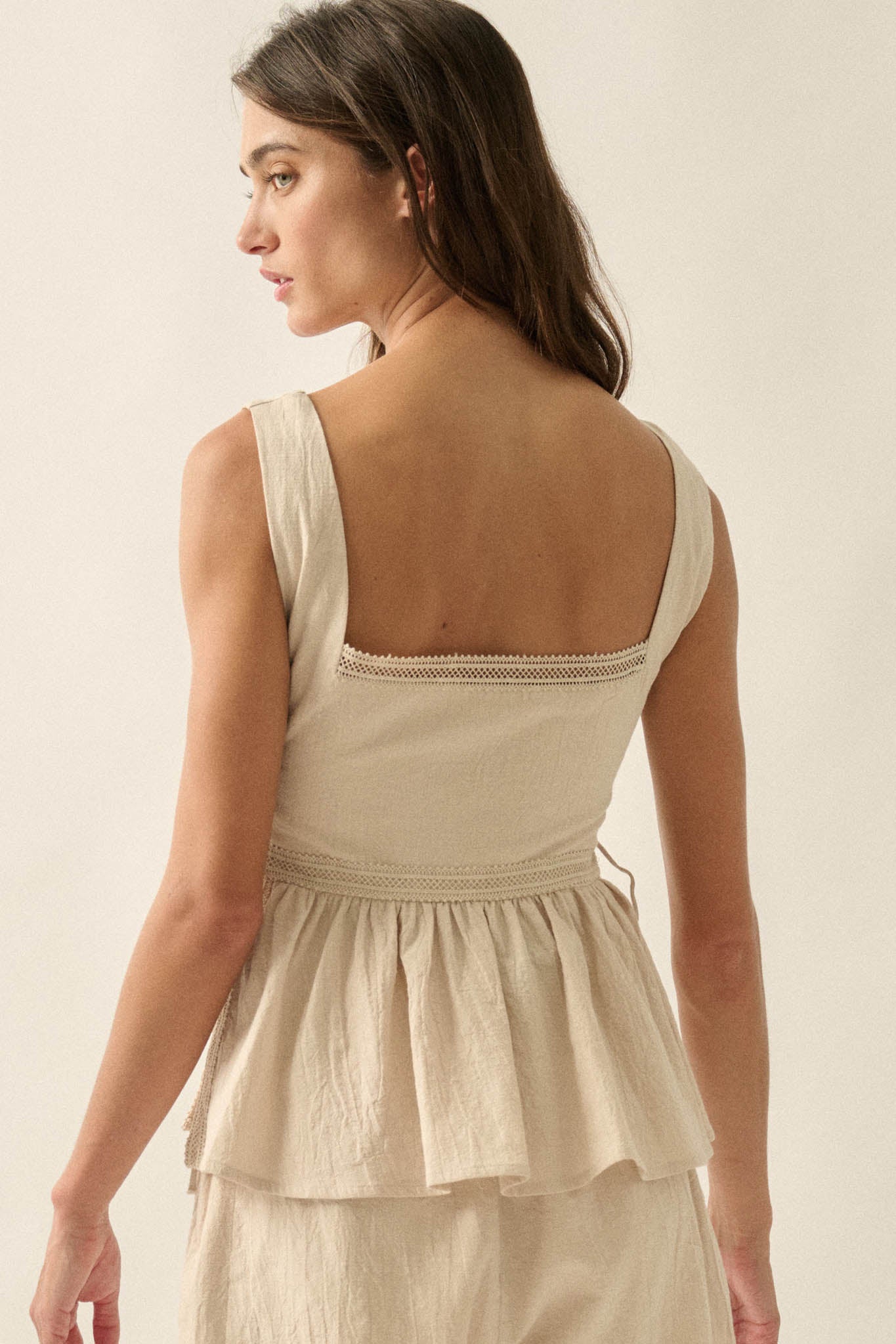 Petal Party Floral-Embroidered Babydoll Tank Top