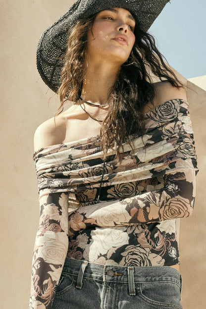Night Garden Floral Mesh Foldover Bodysuit
