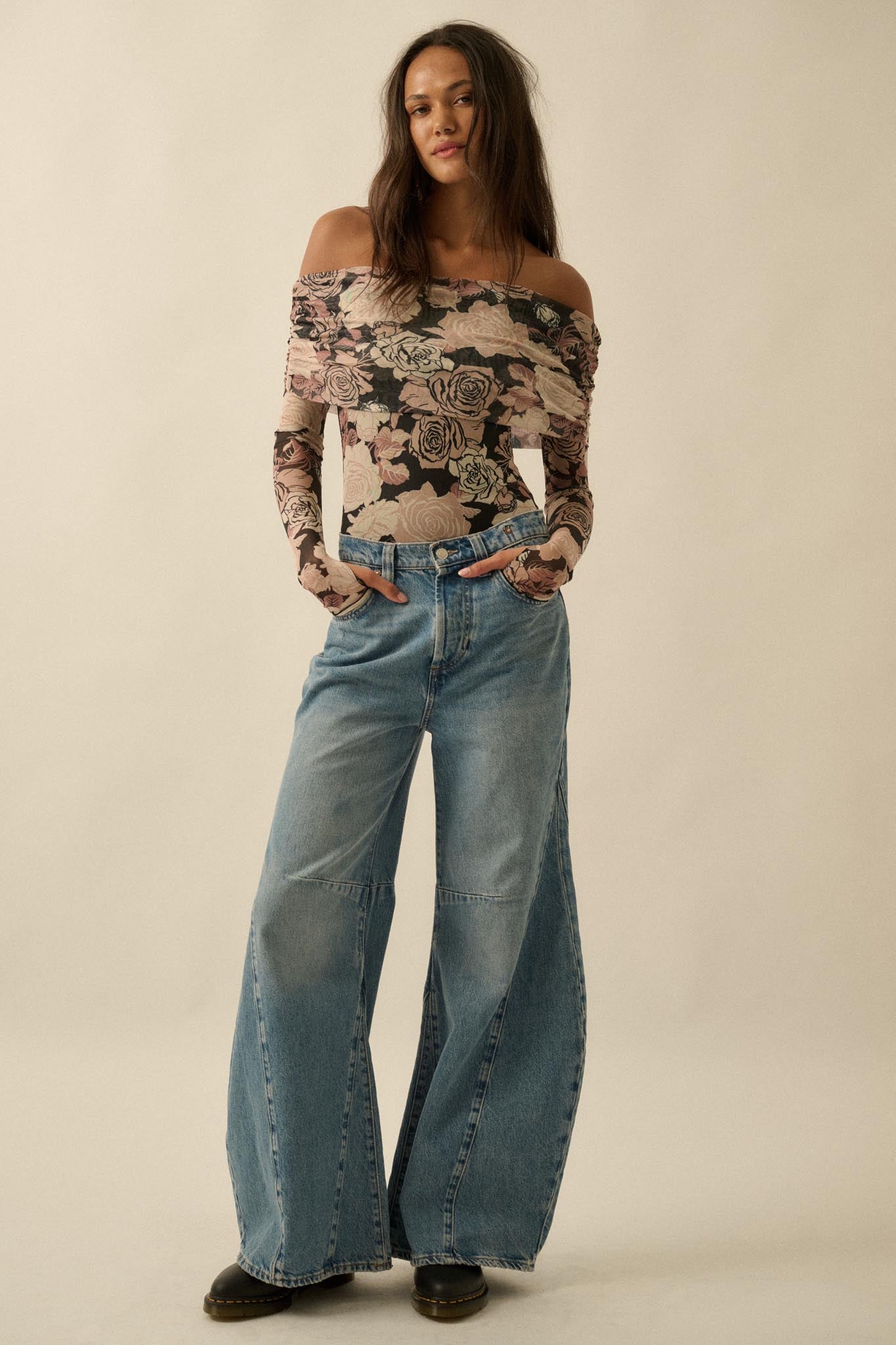 Night Garden Floral Mesh Foldover Bodysuit