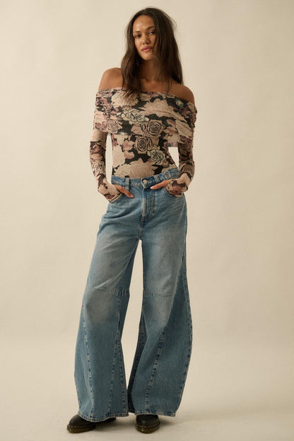 Night Garden Floral Mesh Foldover Bodysuit