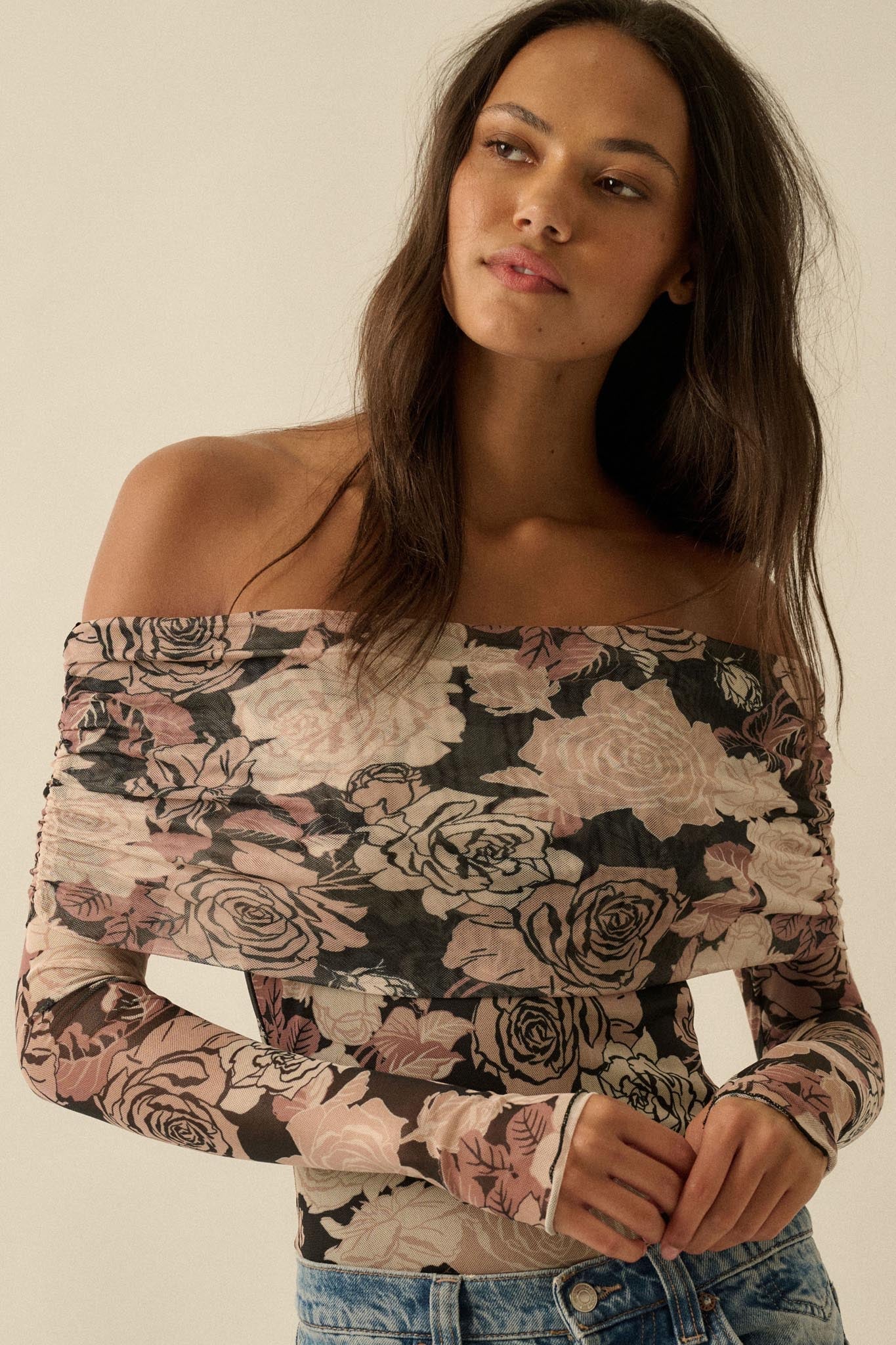 Night Garden Floral Mesh Foldover Bodysuit