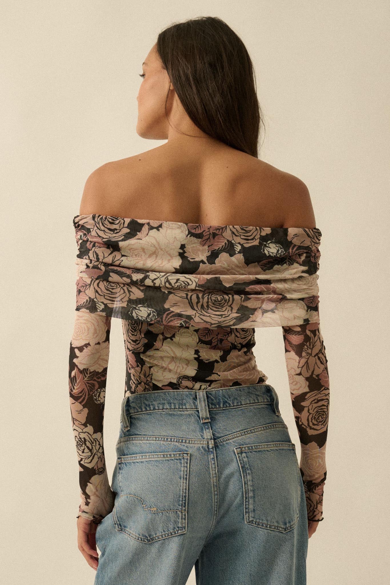Night Garden Floral Mesh Foldover Bodysuit