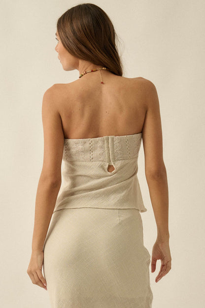 Easy Going Cotton Gauze and Lace Strapless Top