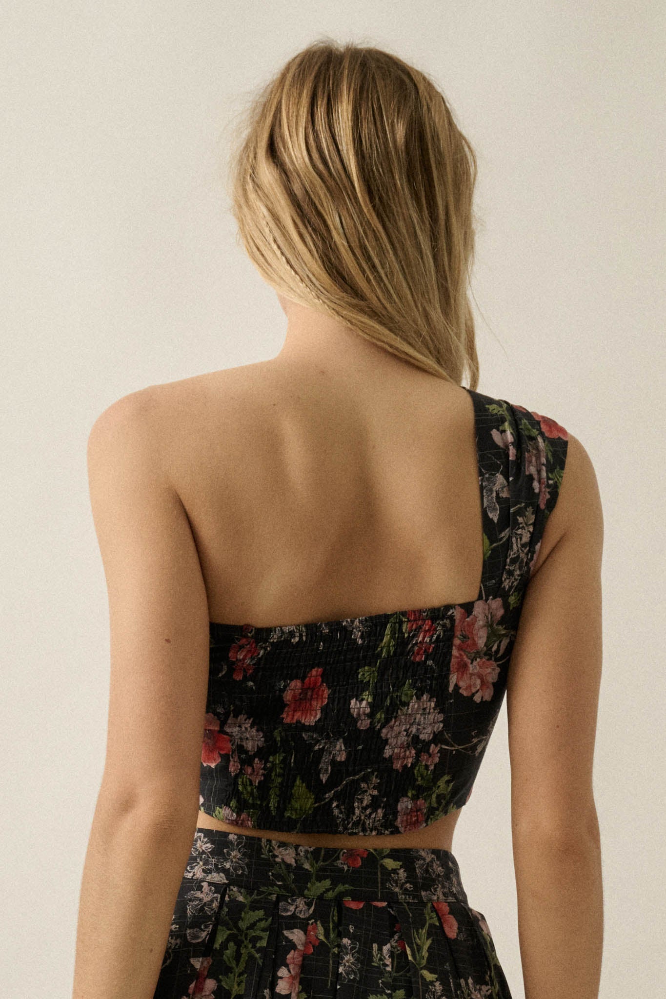 Budding Bouquet Floral One-Shoulder Bandeau Top