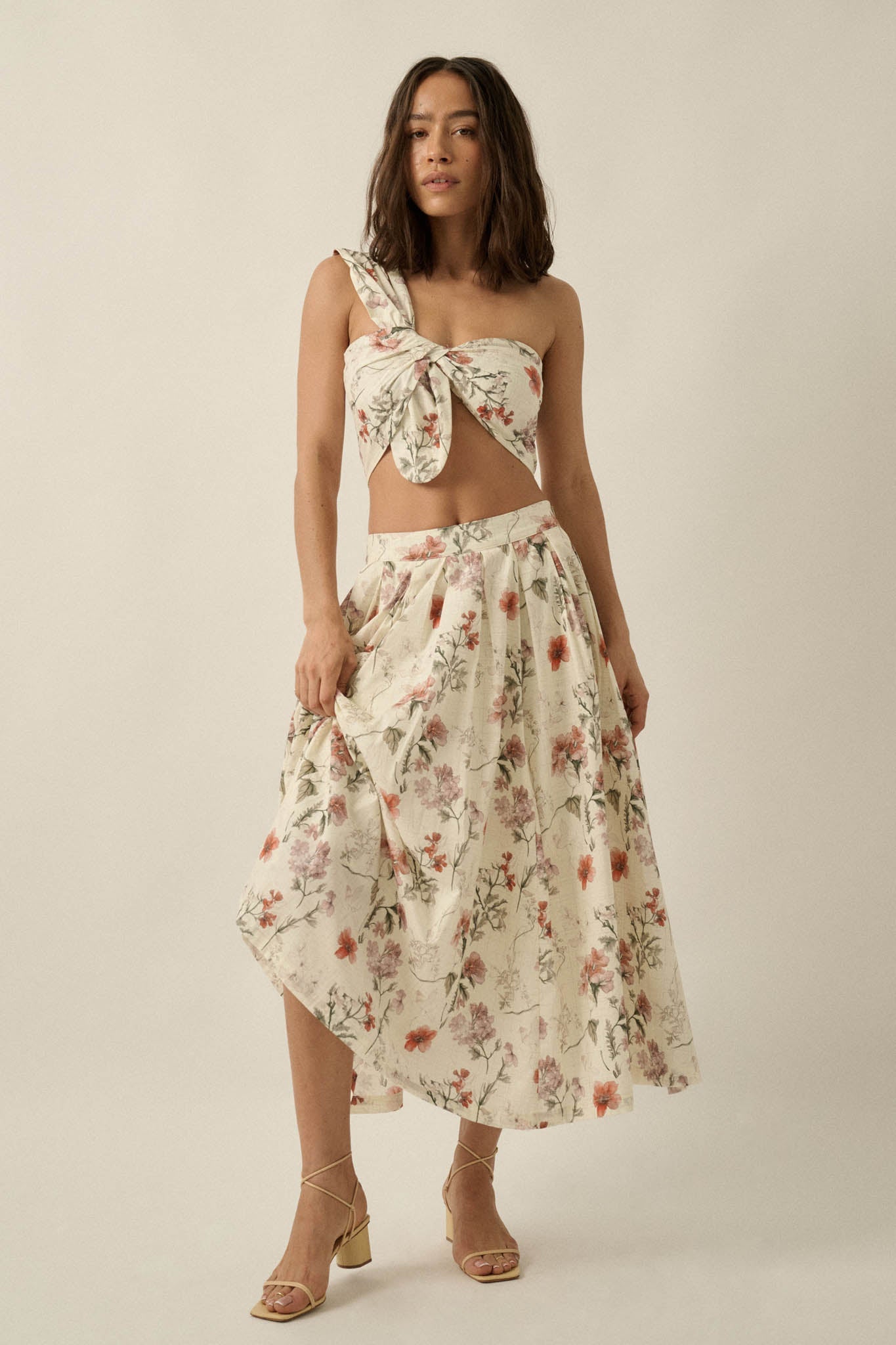 Budding Bouquet Floral One-Shoulder Bandeau Top