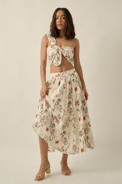 Budding Bouquet Floral One-Shoulder Bandeau Top