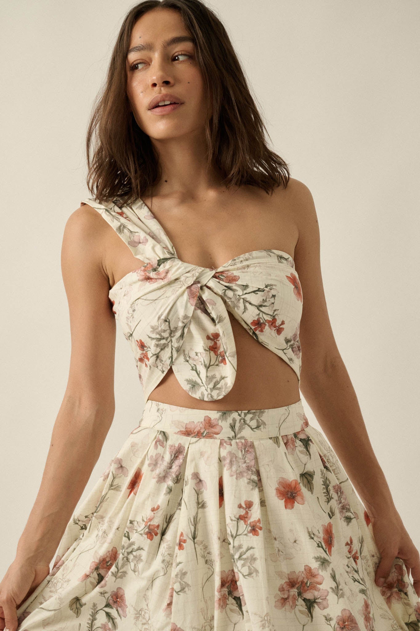 Budding Bouquet Floral One-Shoulder Bandeau Top