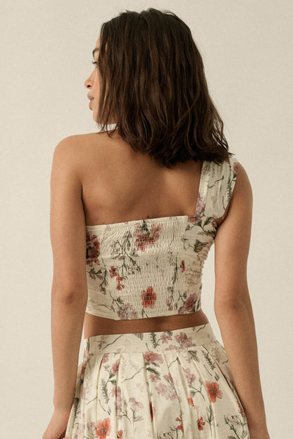 Budding Bouquet Floral One-Shoulder Bandeau Top