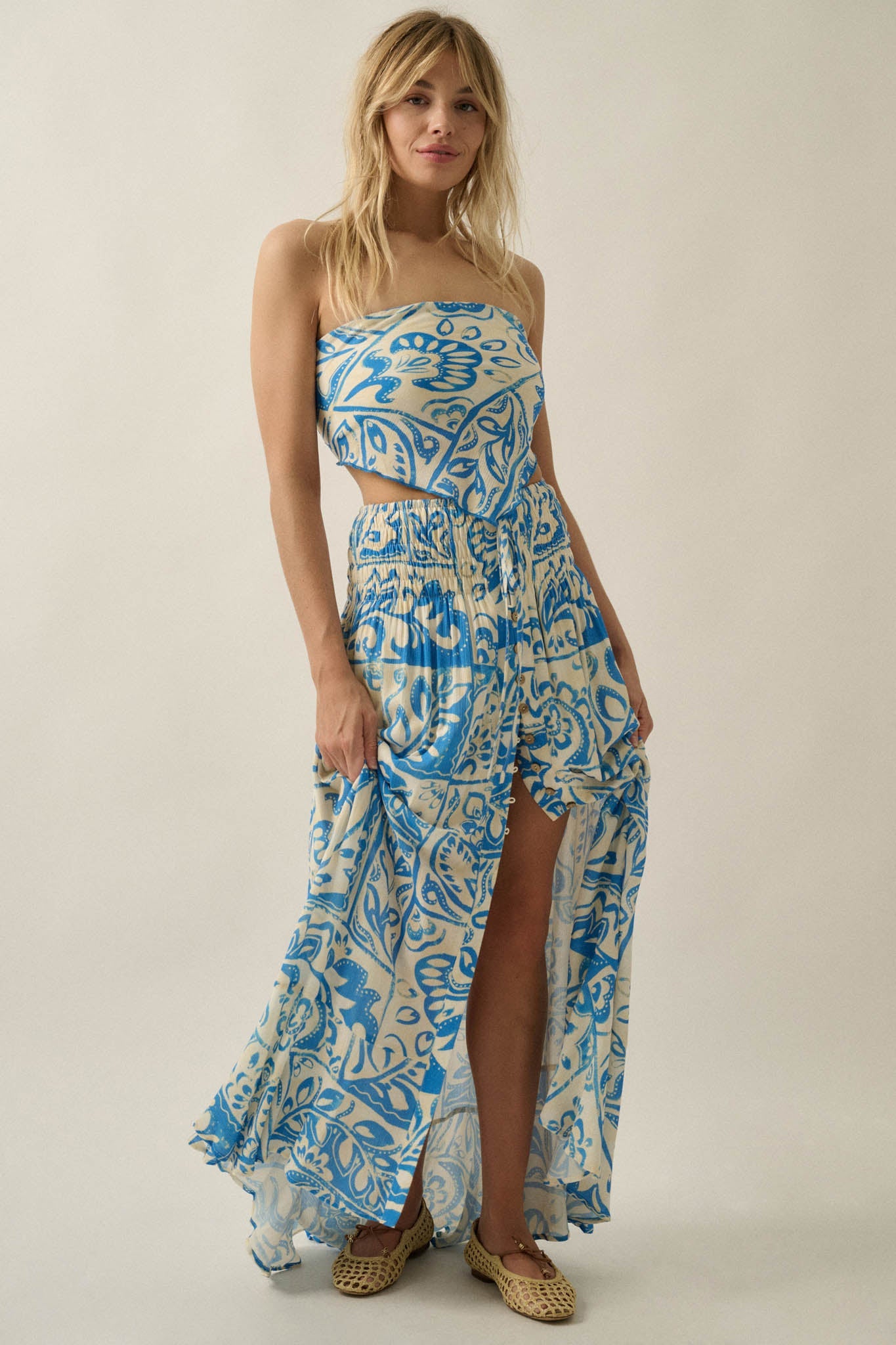 Nomadic Heart Abstract Floral-Print Bandana Top