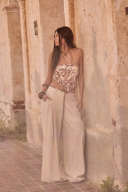 Nomadic Heart Abstract Floral-Print Bandana Top
