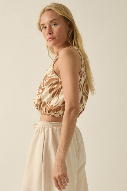 Splendid Harmony Ornate-Print Cropped Sleeveless Top