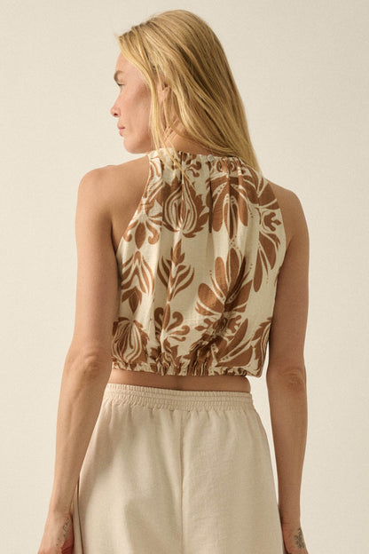Splendid Harmony Ornate-Print Cropped Sleeveless Top