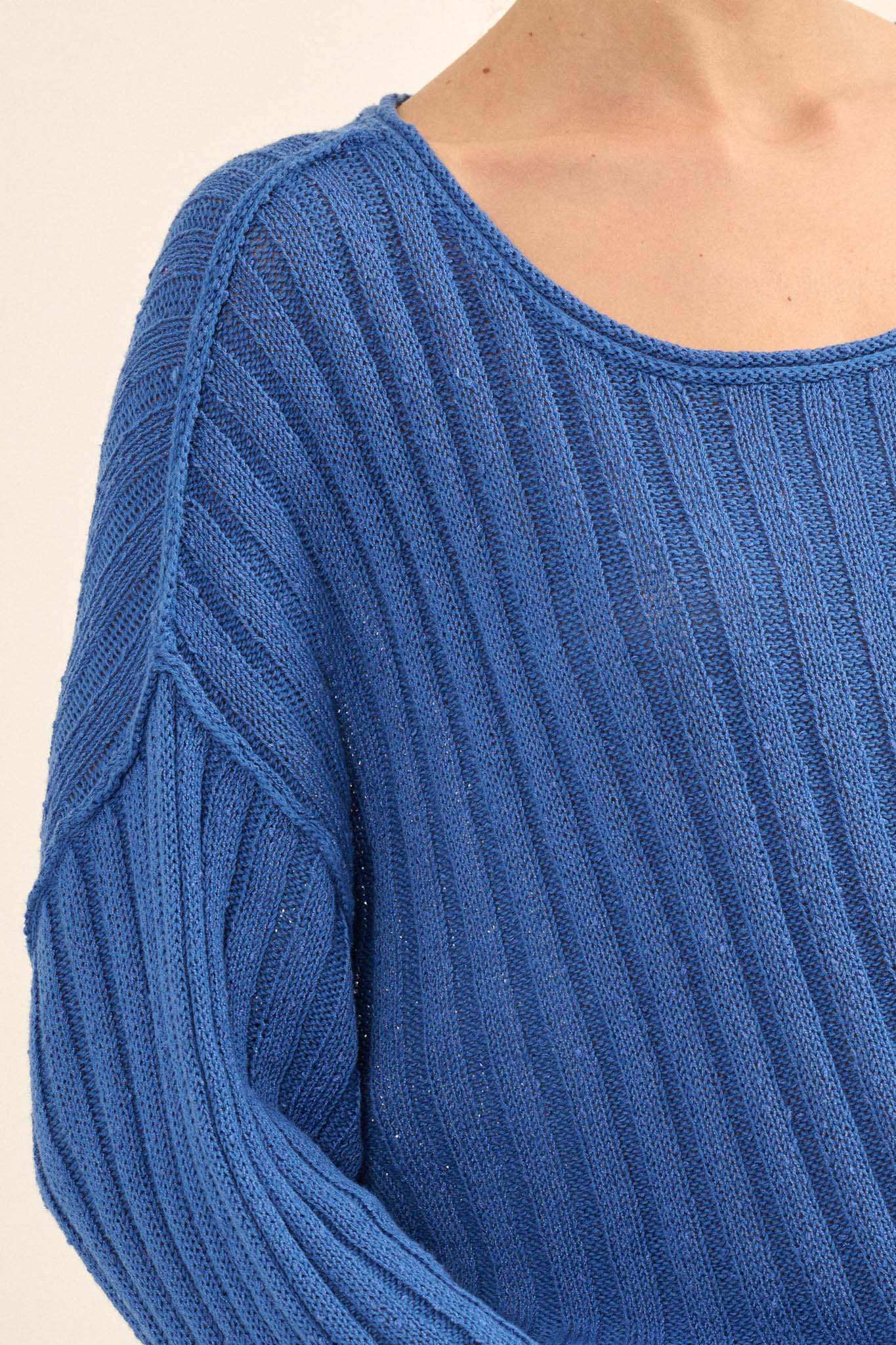 Mad Love Distressed Ribbed Knit Sweater