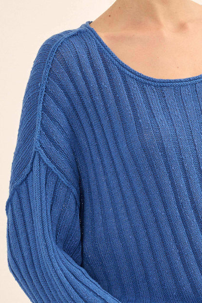 Mad Love Distressed Ribbed Knit Sweater