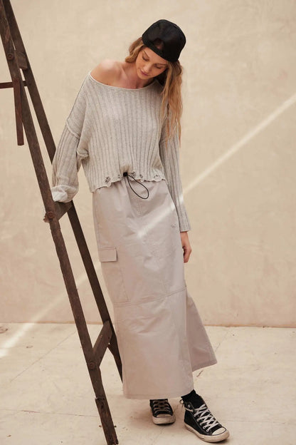 Mad Love Distressed Ribbed Knit Sweater