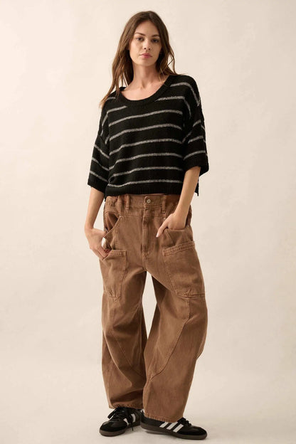 Read My Mind Striped Three-Quarter Sleeve Sweater