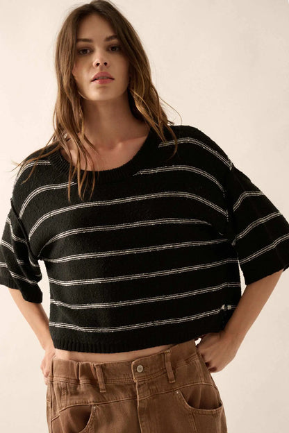 Read My Mind Striped Three-Quarter Sleeve Sweater