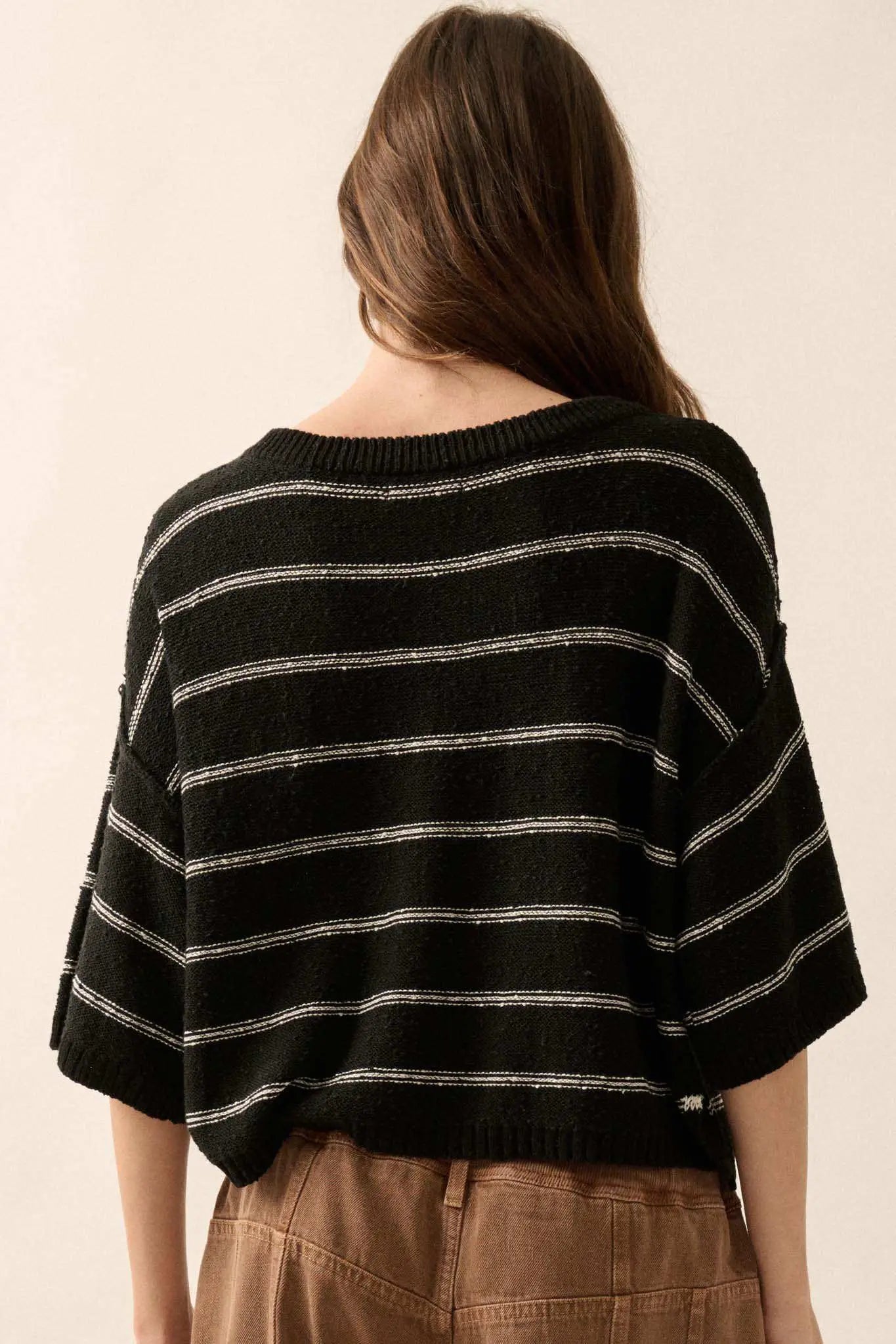 Read My Mind Striped Three-Quarter Sleeve Sweater