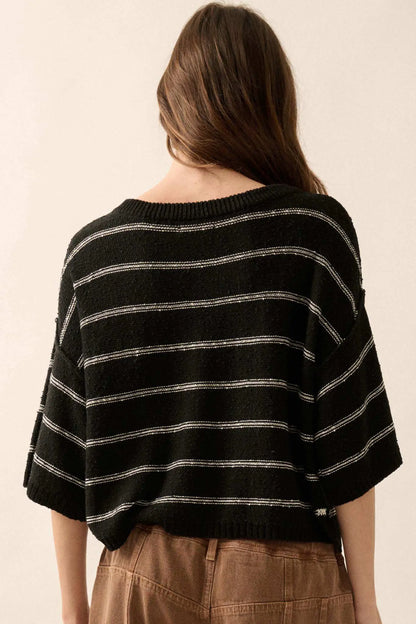 Read My Mind Striped Three-Quarter Sleeve Sweater