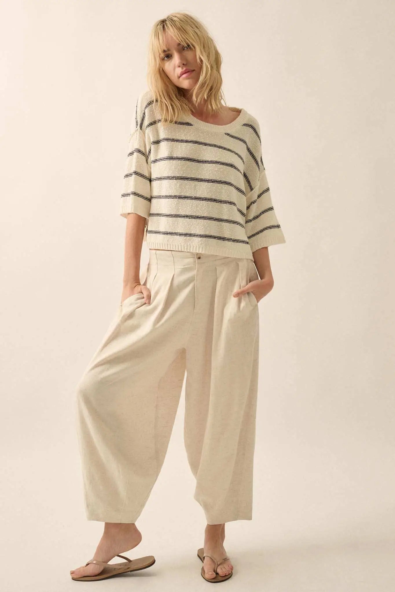 Read My Mind Striped Three-Quarter Sleeve Sweater