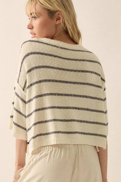 Read My Mind Striped Three-Quarter Sleeve Sweater