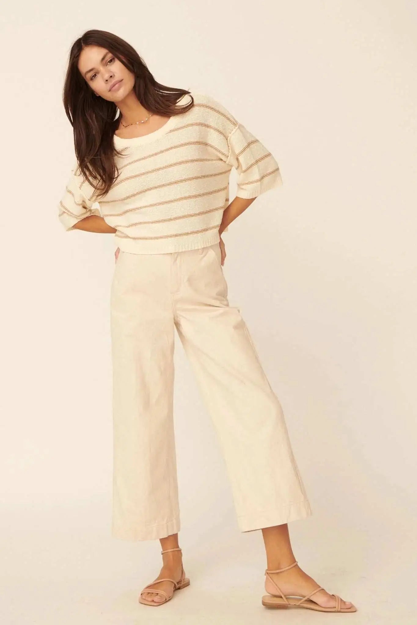 Read My Mind Striped Three-Quarter Sleeve Sweater
