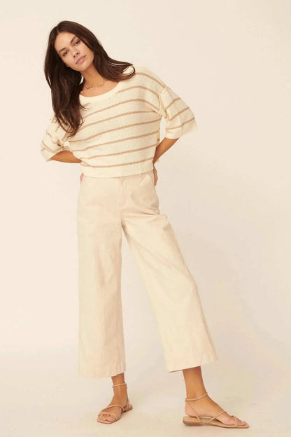 Read My Mind Striped Three-Quarter Sleeve Sweater