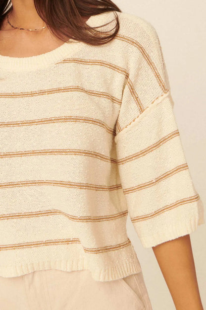 Read My Mind Striped Three-Quarter Sleeve Sweater