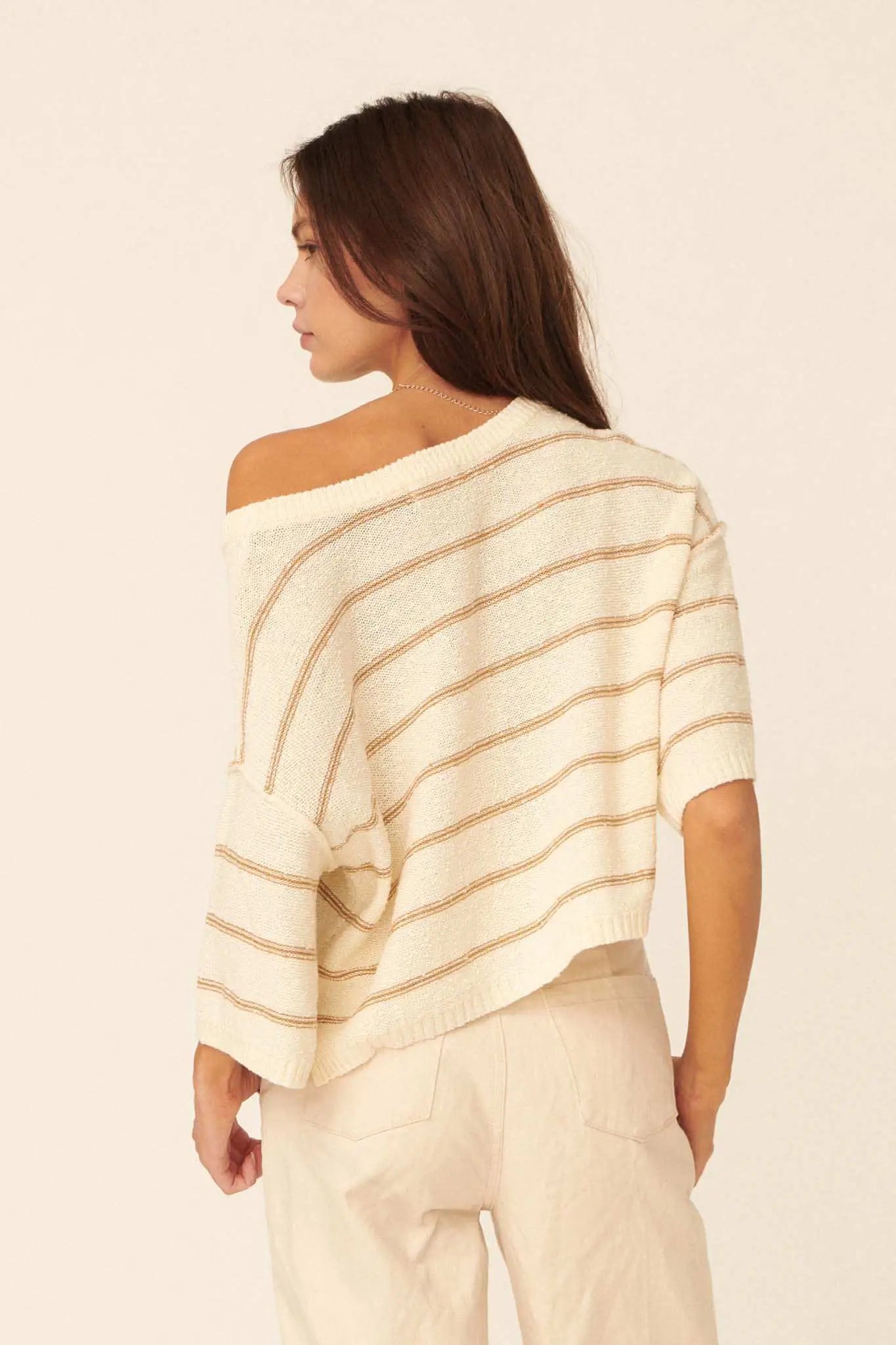 Read My Mind Striped Three-Quarter Sleeve Sweater