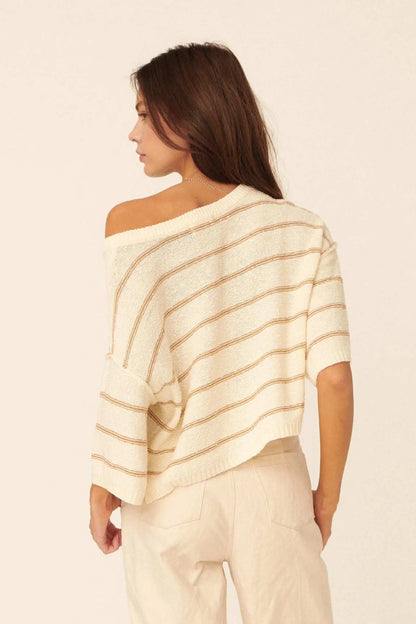 Read My Mind Striped Three-Quarter Sleeve Sweater