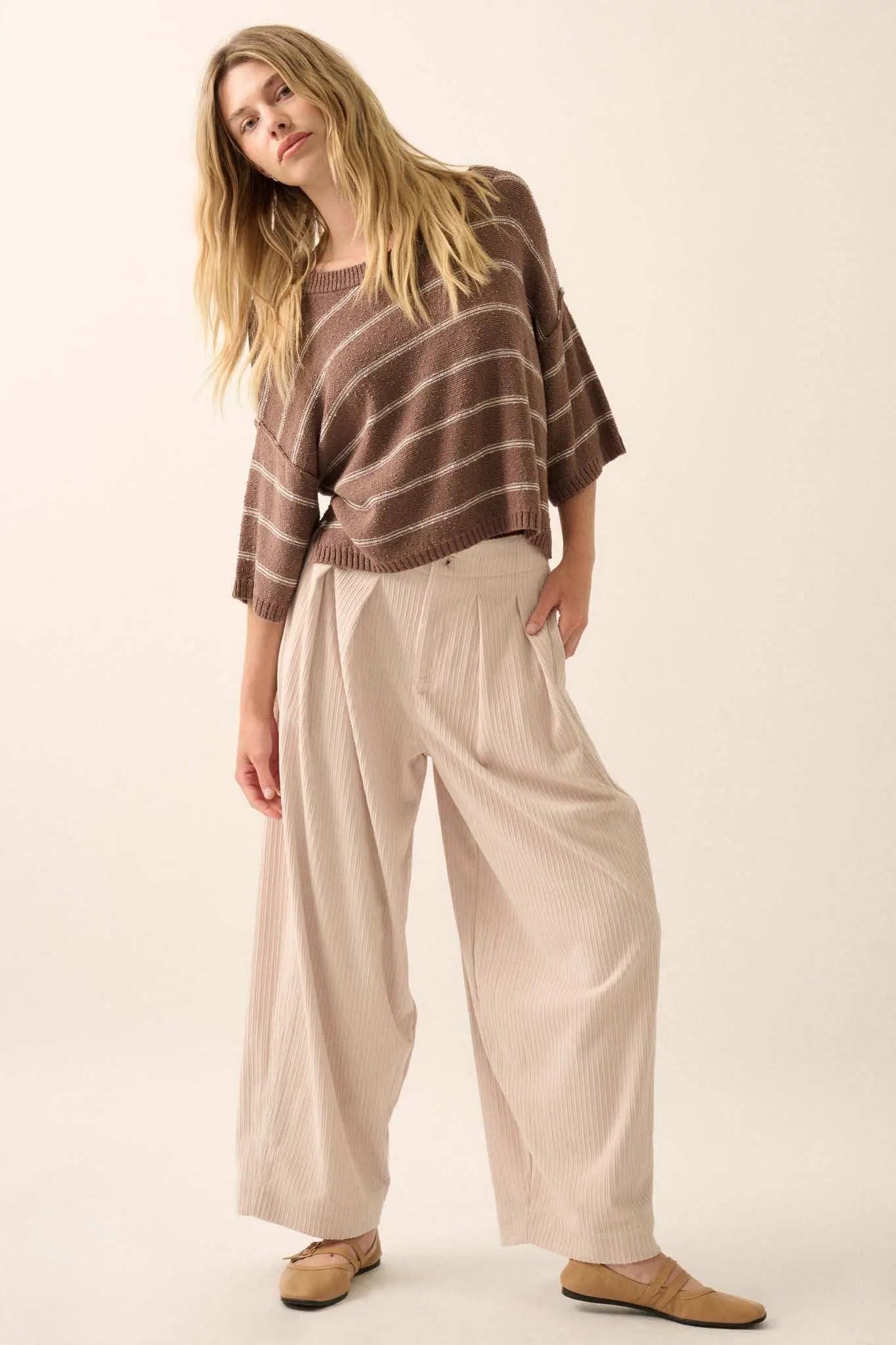 Read My Mind Striped Three-Quarter Sleeve Sweater
