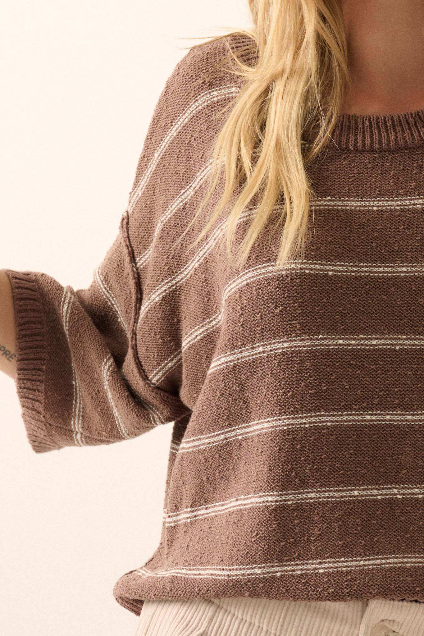 Read My Mind Striped Three-Quarter Sleeve Sweater