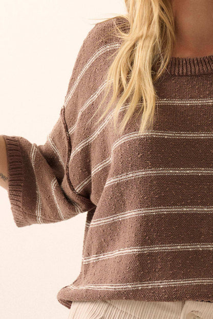Read My Mind Striped Three-Quarter Sleeve Sweater
