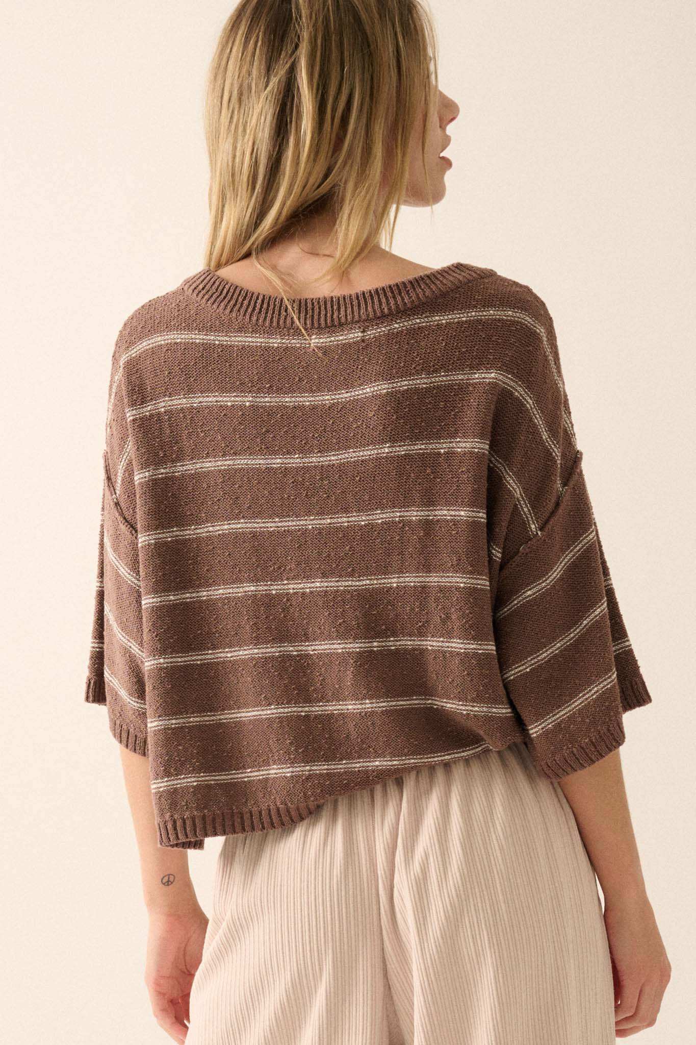 Read My Mind Striped Three-Quarter Sleeve Sweater