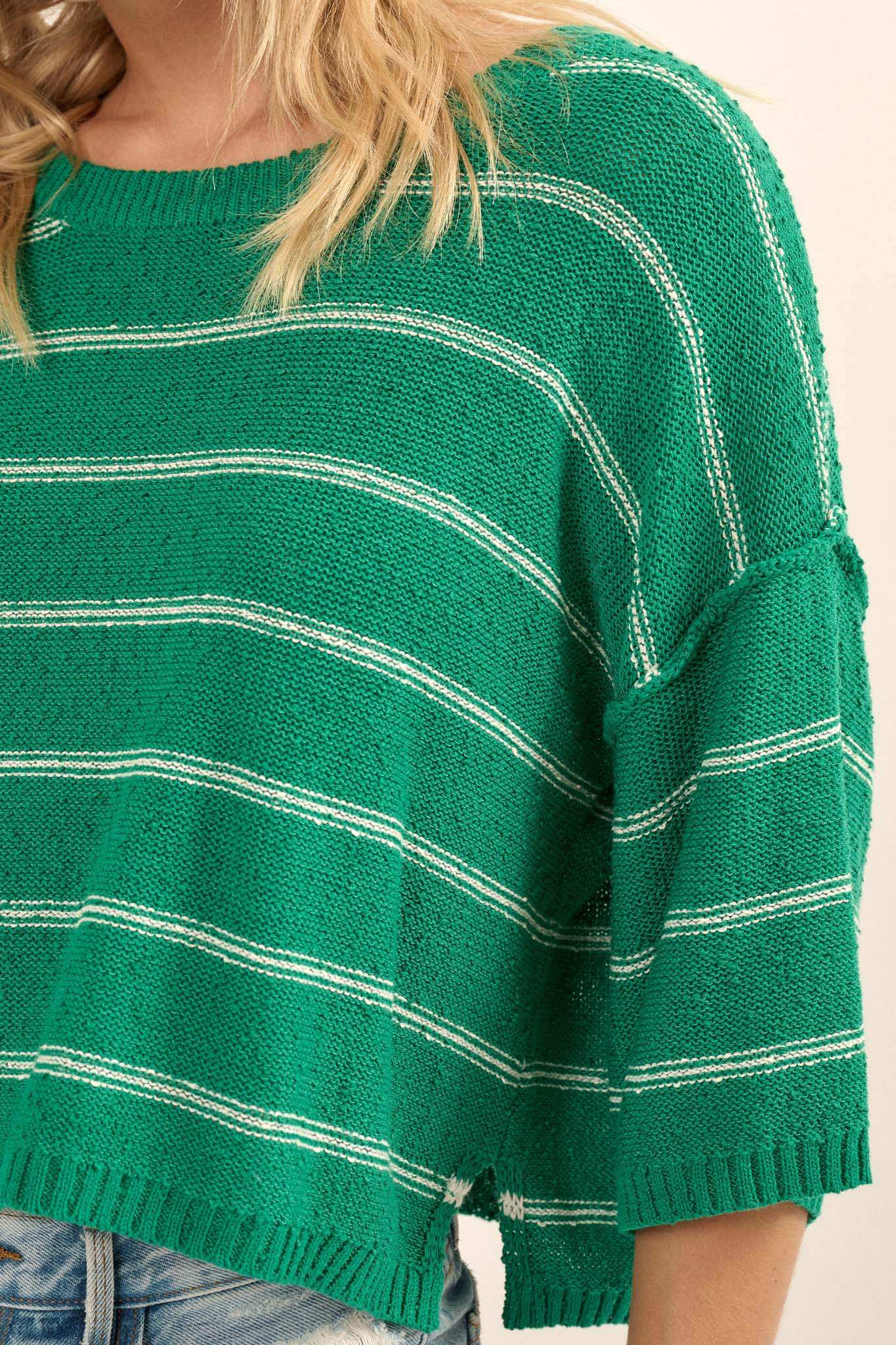 Read My Mind Striped Three-Quarter Sleeve Sweater