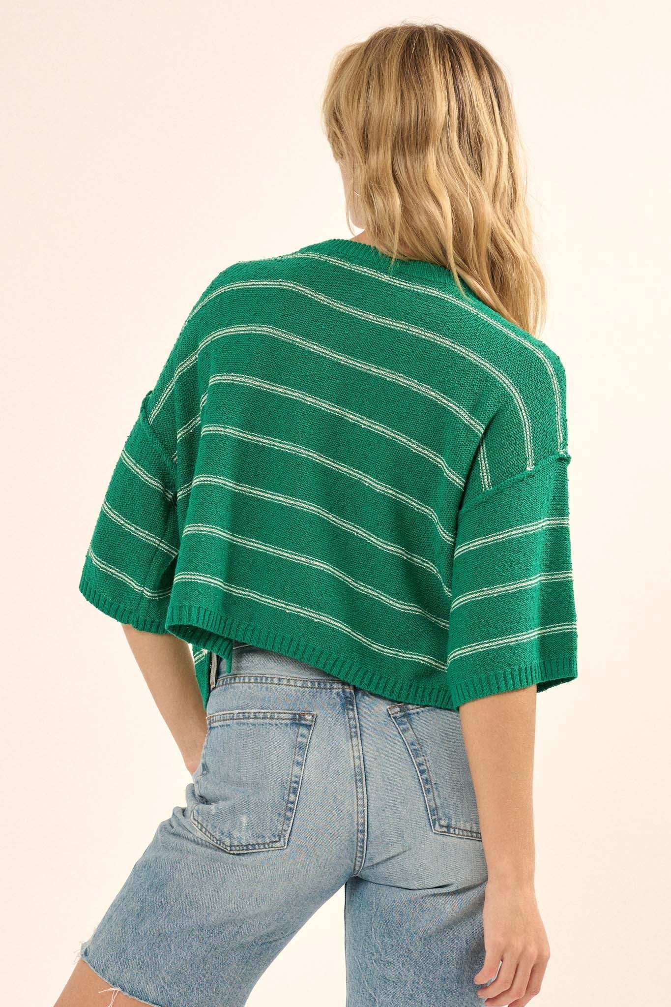 Read My Mind Striped Three-Quarter Sleeve Sweater