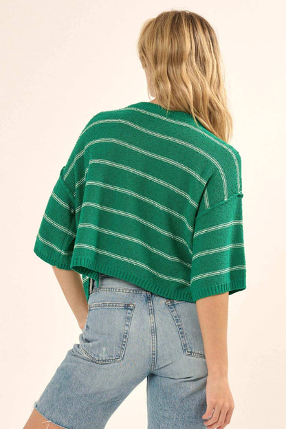 Read My Mind Striped Three-Quarter Sleeve Sweater