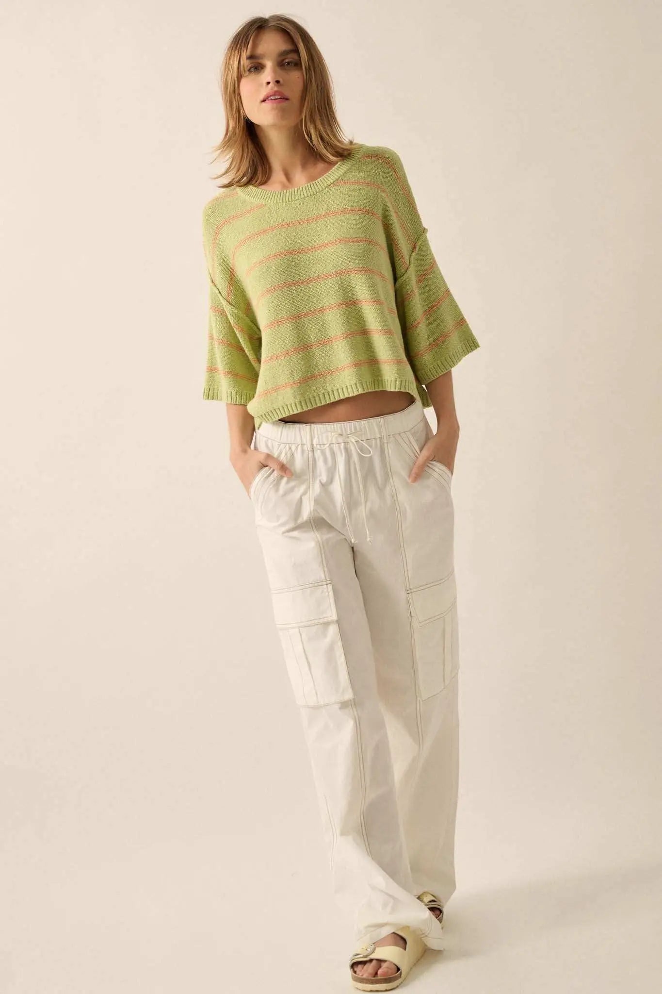 Read My Mind Striped Three-Quarter Sleeve Sweater