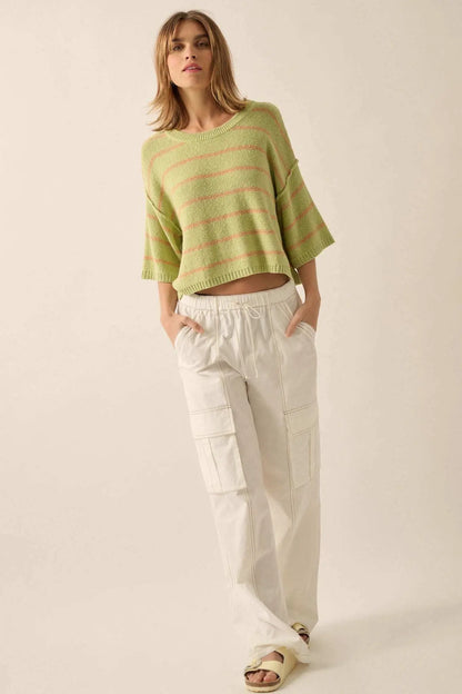 Read My Mind Striped Three-Quarter Sleeve Sweater