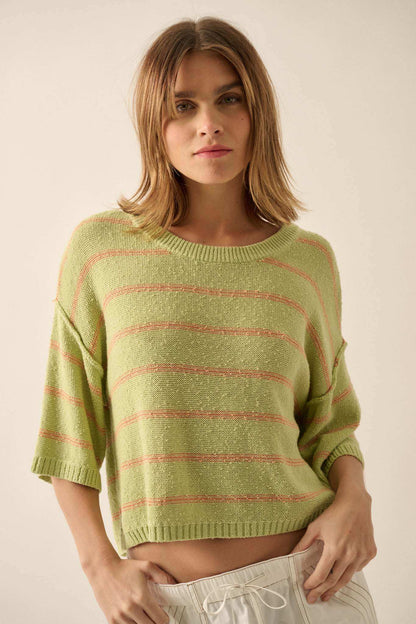 Read My Mind Striped Three-Quarter Sleeve Sweater