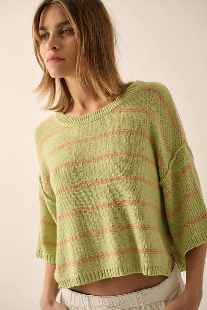 Read My Mind Striped Three-Quarter Sleeve Sweater