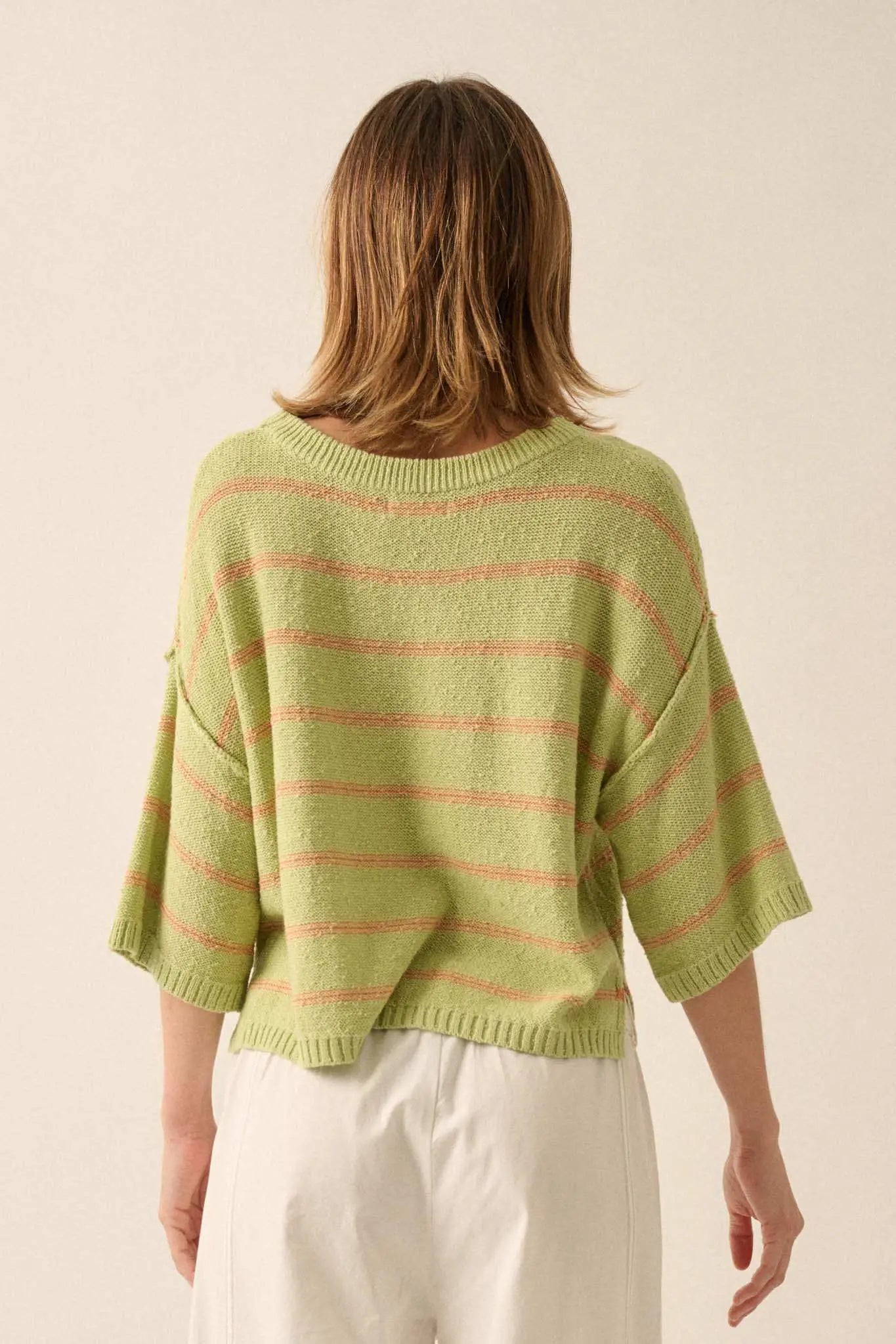 Read My Mind Striped Three-Quarter Sleeve Sweater