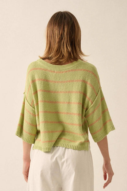 Read My Mind Striped Three-Quarter Sleeve Sweater