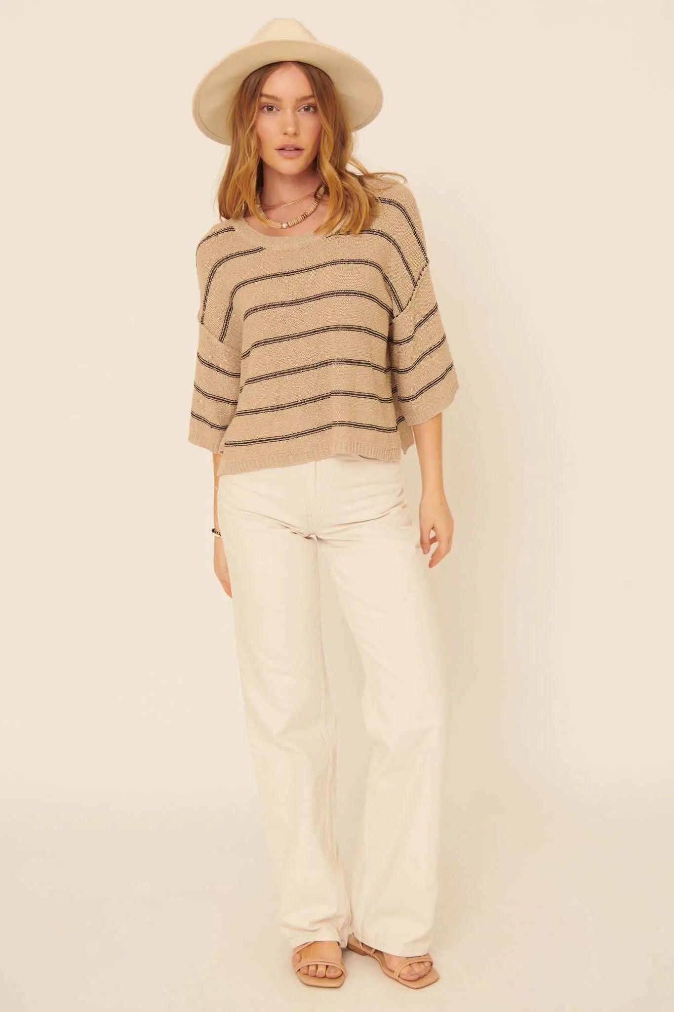 Read My Mind Striped Three-Quarter Sleeve Sweater