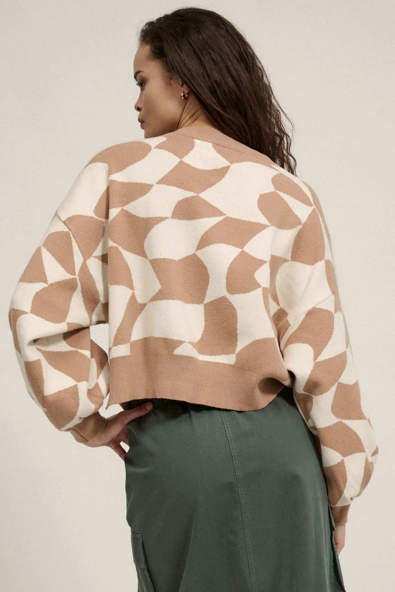 Queen's Row Abstract Checkerboard Sweater