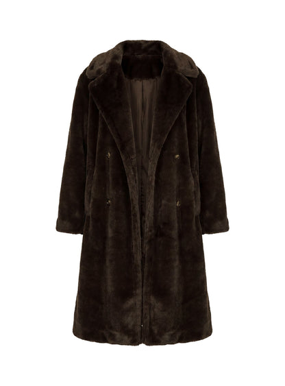 Alvie Longline Faux Fur Coat Brown