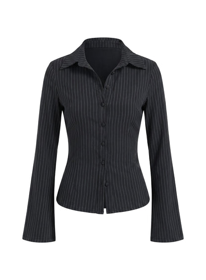 Anni Pinstripe Shirt Black